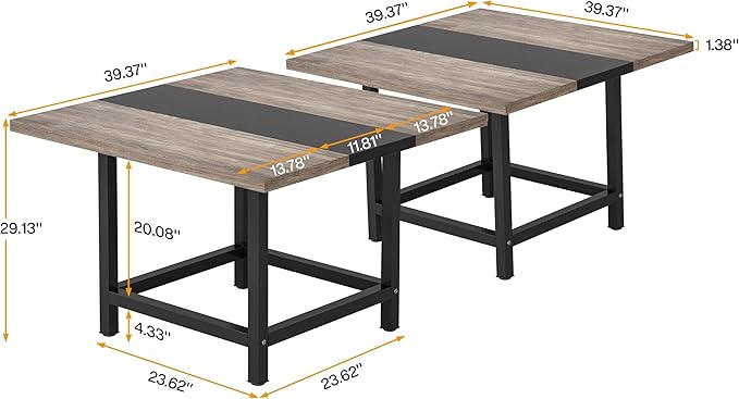 LITTLE TREE 6.5 Ft Conference Table, Modern Black Rectangle 78.74" L X 39.2" W X 29.52" H Wood Seminar Table for Office, Conference Room, 2 Separate Piece