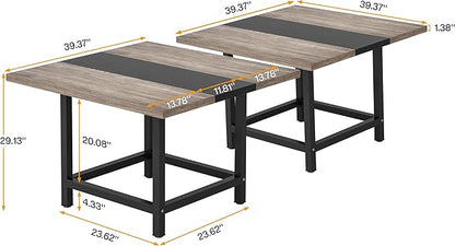 LITTLE TREE 6.5 Ft Conference Table, Modern Black Rectangle 78.74" L X 39.2" W X 29.52" H Wood Seminar Table for Office, Conference Room, 2 Separate Piece
