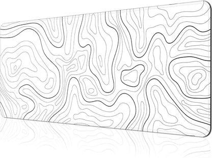 Gaming Mouse Pad Large 31.5 x 11.8in Topographic Keyboard Pad Mouse Pad for Non-Slip Base and Stitched Edge, Extended Desk Pad XL Keyboard Desk Mat (White)