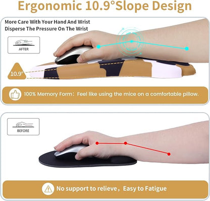 Ergonomic Mouse Pad with Wrist Rest,Cute Cat Paw Mousepad Wrist Support,Comfortable Massage Design Computer Pain Relief Mouse Pad with Non-Slip PU Base for Desk Laptop Gaming,Tortoiseshell