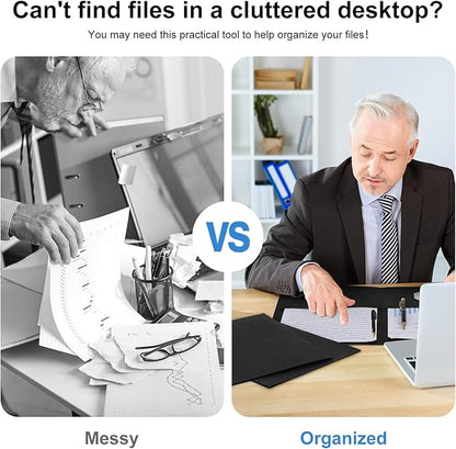 Harloon 75 Pack Two Pocket Portfolio Folders Bulk, 8.5 x 11 Inches Textured Paper with Business Card Slot Letter Size File Folders for Office School Classroom (Black)