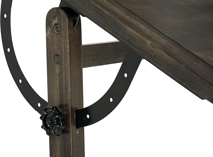 Studio Designs Vintage Drawing/Drafting Table with Pencil Ledge - 42" W x 30" D - Distressed Black - Adjustable Tilting Top