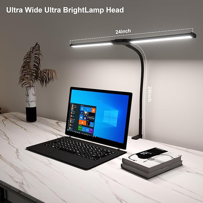 LED Desk Lamp, Double Head Led Desk Lamp, 12W Ultra Bright Architect Task Desk Light, Eye Caring Desk Light, Desk Lamps for Home/Office/Study/Drafting/Sewing/Dorm/Painting(Black)