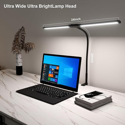 LED Desk Lamp, Double Head Led Desk Lamp, 12W Ultra Bright Architect Task Desk Light, Eye Caring Desk Light, Desk Lamps for Home/Office/Study/Drafting/Sewing/Dorm/Painting(Black)