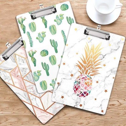 WAVEYU Clipboard, Cute Clipboard, Letter Size Decorative Clipboard Cactus Design with Low Profile Clip, Retractable Key Hole for Hanging Paperboard for Office School, Cactus (12.5"x9")