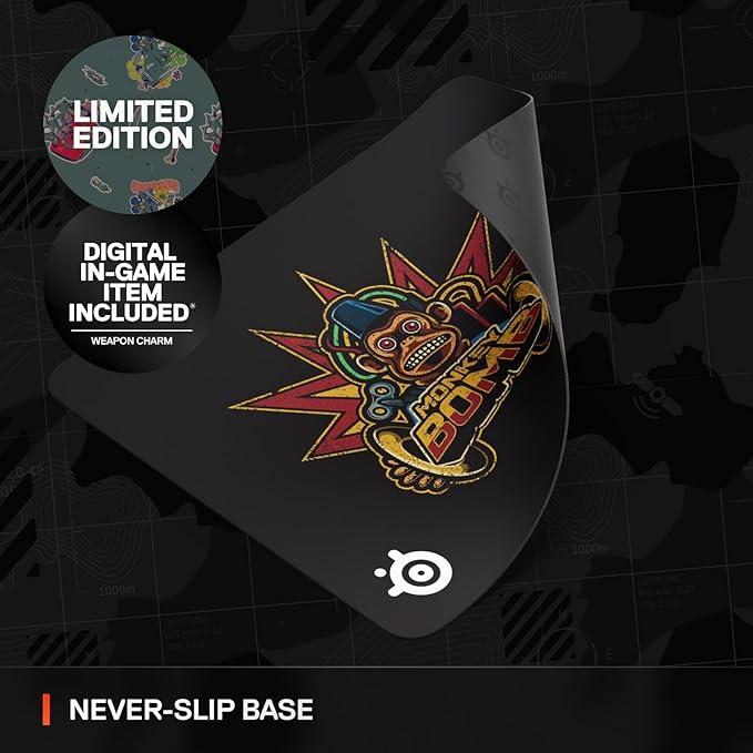 SteelSeries QcK Gaming Mouse Pad — Call of Duty® Monkey Bomb Edition — Limited — Free in-Game Item — Non-Slip Rubber Base — Peak Tracking and Stability — Optimized for Gaming Sensors