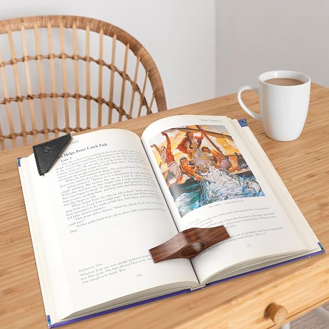 Book Weight Page Holder Wooden Thumb Book Open Holder for Men Women Weighted Bookmarks Corner Reading Book Accessories Christmas Gift Writer Reader (Bookmark+Thumb Page Holder-Coffee)
