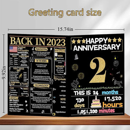 Joycard 2th Anniversary Card for Women Men, Gold Wedding Card for Wife Husband, Sweet Marriage Decorations Gifts for Couple, Perfect for Her Him on Anniversary Day, Back in 2023