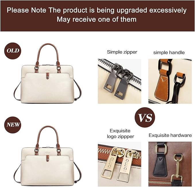 CLUCI Leather Briefcase for Women 15.6 Inch Laptop Business Vintage Slim Ladies Shoulder Bag