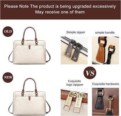 CLUCI Leather Briefcase for Women 15.6 Inch Laptop Business Vintage Slim Ladies Shoulder Bag