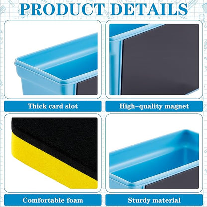 Boao Whiteboard Dry Magnetic Plastic Holder, 8 Pieces Colorful Magnetic Markers with Eraser Cap, Whiteboard Eraser for School Office Home 100th Day of School, 10 Pieces Totally(Simple)