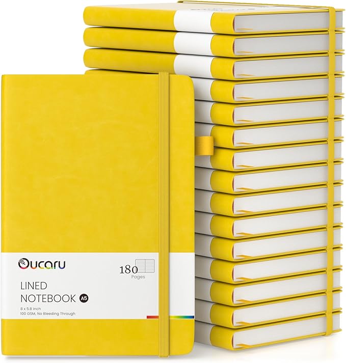 Lined Journal Notebook, 16 Pack, 180 Pages, A5 Journals for Writing, 100 GSM Thick Paper, Small Notebooks Daily Journal for Women Men Work, Business, School, Travel Supplies