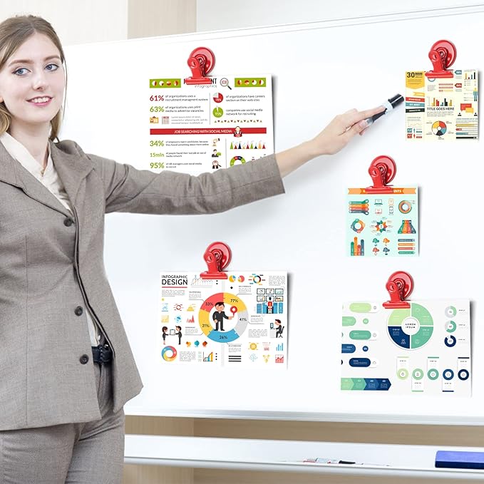 20 Pack Magnetic Clips Fridge Magnet, Refrigerator Magnets, Strong Magnets with Clips for Whiteboard, Home Office, Cruise (Light Red)