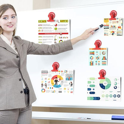 20 Pack Magnetic Clips Fridge Magnet, Refrigerator Magnets, Strong Magnets with Clips for Whiteboard, Home Office, Cruise (Light Red)