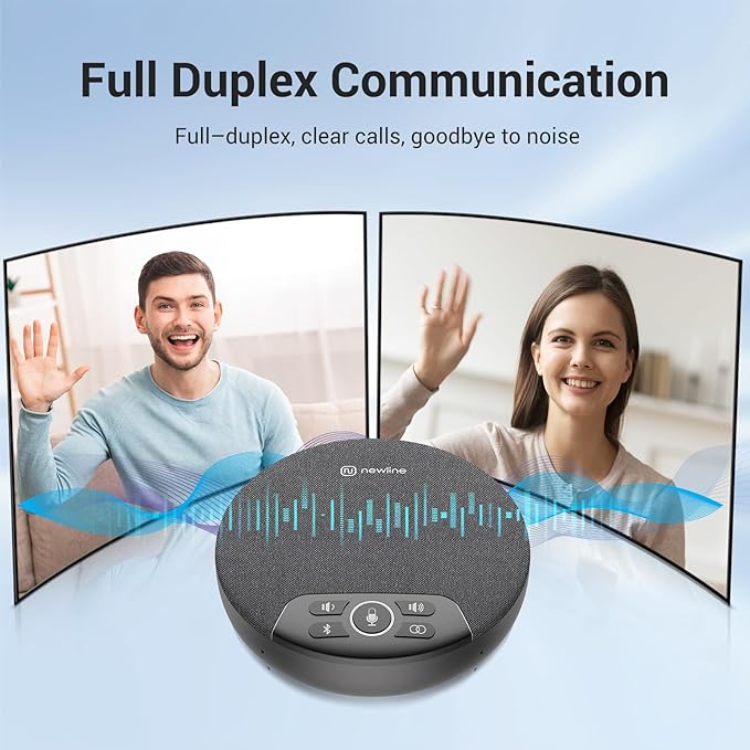 Conference Speaker and Microphone, 4 AI Mics 360° Voice Pickup, Plug & Play, Bluetooth Speakerphone w/dongle, Wireless Daisy Chaining, Noise Reduction, for Meeting, Home Office, NewPie 91