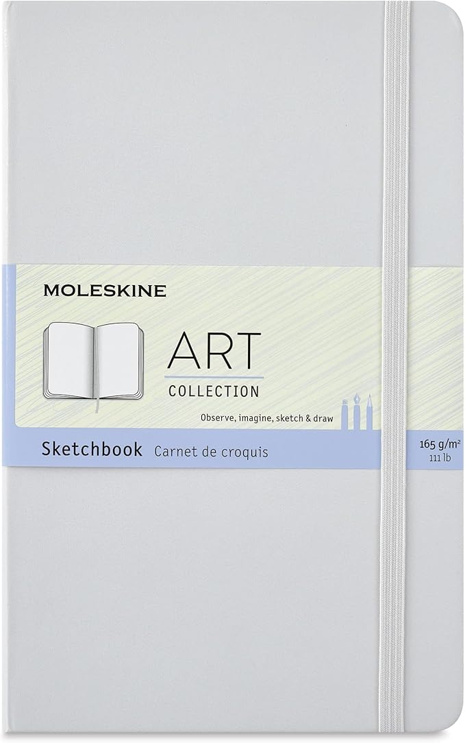 Moleskine Art Sketchbook, Large, Plain, Cool Gray, Hard Cover (5 x 8.25)