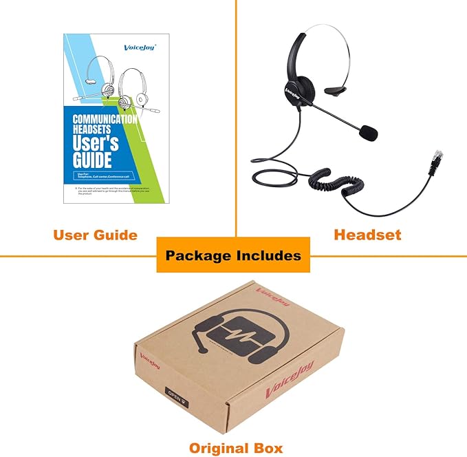 VoiceJoy Office Headset with RJ9 Plug for Cisco IP Phones 7940 7960 7970 6921 Series 8811,8841,8851,8861,8941,8945,8961,9951,9971 etc