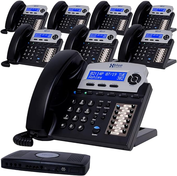XBLUE X16 Small Business 8 Phone System Bundle - Six Outside Lines & Sixteen Phone Capacity - Includes Auto Attendant, Voicemail, Caller ID, Paging & Intercom