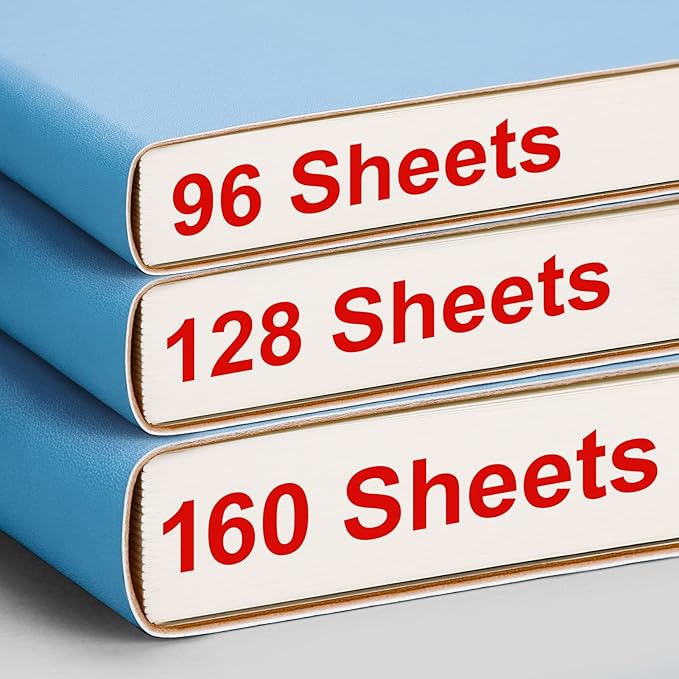 AHGXG Thick Notebooks - B5 Large Lined Journal for Women, 320 Numbered Pages Notebooks College Ruled, 100gsm Thick Paper, Leather Softcover, 7.6'' X 10''- LightBlue