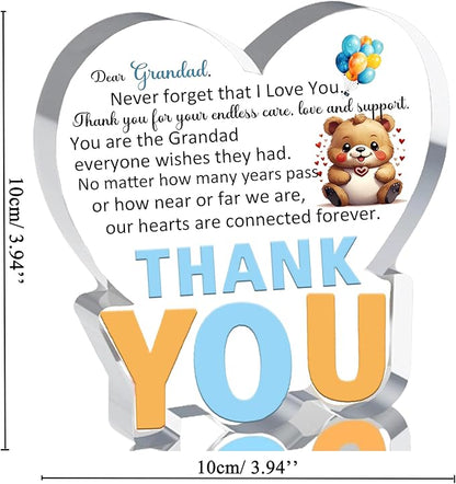 Sunflower Gifts for Men Birthday Gifts for Grandad Grandfather Personalised Acrylic Plaques Bookmarks Father's Day Grandpa Keepsake Appreciate Christmas Thank You Gifts from Grandson Granddaughter