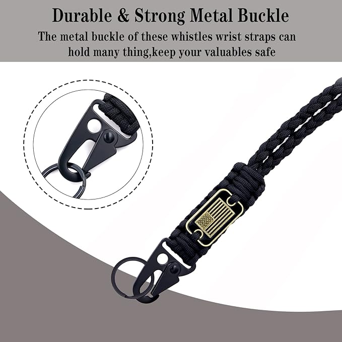 2 Pcs Heavy Duty Braided Paracord Lanyard Keychain with USA Flag, Parachute Rope Necklace Keychains, Braided Strong Lanyard with Metal HK Clip Key Ring for Outdoor Activities, Camera, Traveling