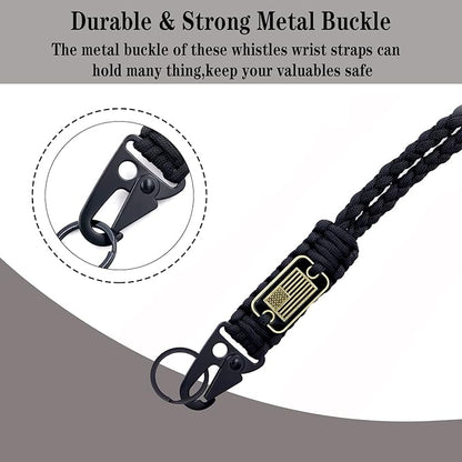 2 Pcs Heavy Duty Braided Paracord Lanyard Keychain with USA Flag, Parachute Rope Necklace Keychains, Braided Strong Lanyard with Metal HK Clip Key Ring for Outdoor Activities, Camera, Traveling
