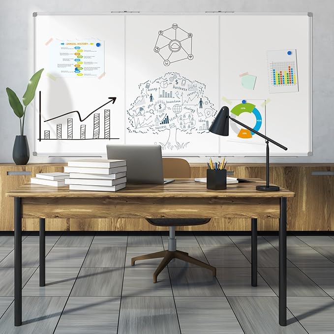 Lockways Large Magnetic 157" x 40" Dry Erase Board, Foldable Wall Mounted Whiteboard| White Board with Pen Tray for Business,Team,Home Office,Home Education and School Classroom