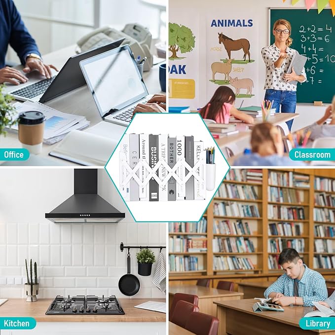 SAYEEC Adjustable Bookends with Pen Holder Expandable Book Ends for Heavy Books Plastic Desk Book Holder Stand Stopper Rack Magazine Binder Organizer for Shelves Bookcase Office School Home (White)