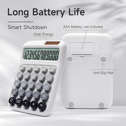 Desk Calculator,12 Digits, Large LCD Display,Big Buttons,Solar and Battery Dual Power Desktop Calculators,Cute and Aesthetic,Suitable for Office and Study (Ombre Gray, M)