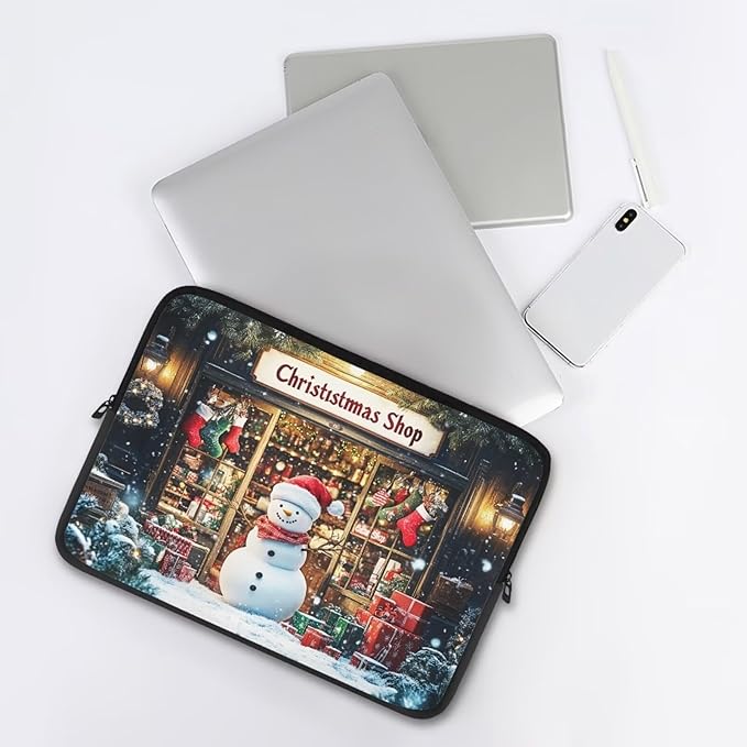 Christmas Snowman Laptop Sleeve Case for Women Laptop Protector Lightweight Computer Sleeve 13 inch Suitable for Girls Boys Tablet Bag Laptop Accessories