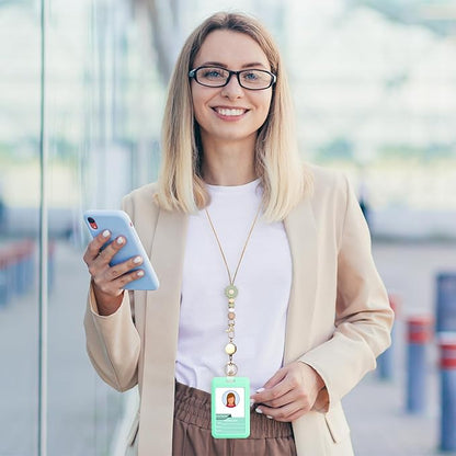 Colorful ID Badge Holder with Silicone Beads Lanyard Set,Cute Teacher Breakaway Lanyard for Keys & Keychain with Cute Retractable Badge Reel Holder,Gift for Women,Nurse, Teacher. (Daisy 3)