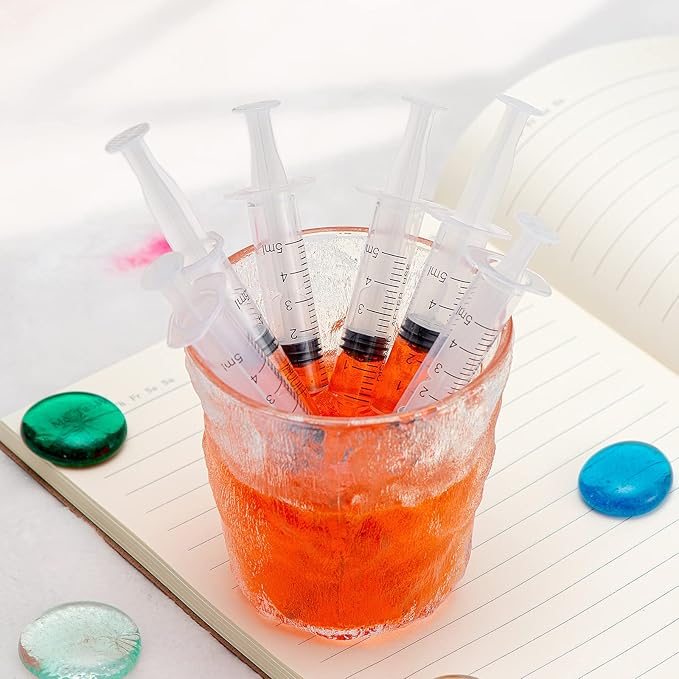 12PCS 5ML/CC Ink Filling Plastic Syringe Set with Bluent Stainless Needle Tip for Fountain Pen, Printer