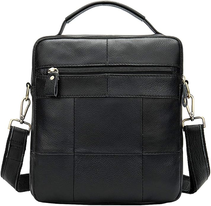 Hebetag Small Leather Sling Shoulder Bag Messenger Pack for Men Women Outdoor Travel Business