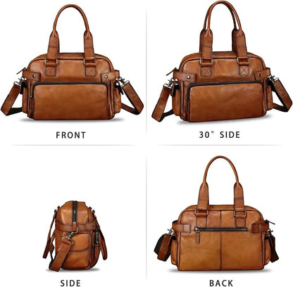 Genuine Leather Purses and Handbags for Men and Women Vintage Real Leather Messenger Bag Shoulder Briefcase Satchel Purse