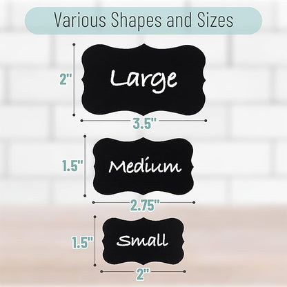 Mr. Pen- Chalkboard Labels, 200pc, Assorted Shapes, 1 White Chalk Marker and Small Towel, Labels, Label Stickers, Labels for Storage Bins, Sticker Labels, Bottle Labels, Food Labels, Jar Labels
