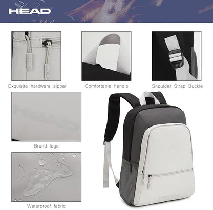 HEAD Waterproof Travel Backpack for Women & Ladies, Casual Daypack for Sport/Gym/College Work/Workout/Outdoor/Daily Use, Lightweight Laptop Backpacks for 13.5 inch Notebook