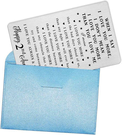 CPLJW 2 Year Anniversary Card Gifts for Him Husband - 2nd Anniversary Romantic Gifts - Second Wedding Anniversary Wallet Card Gifts