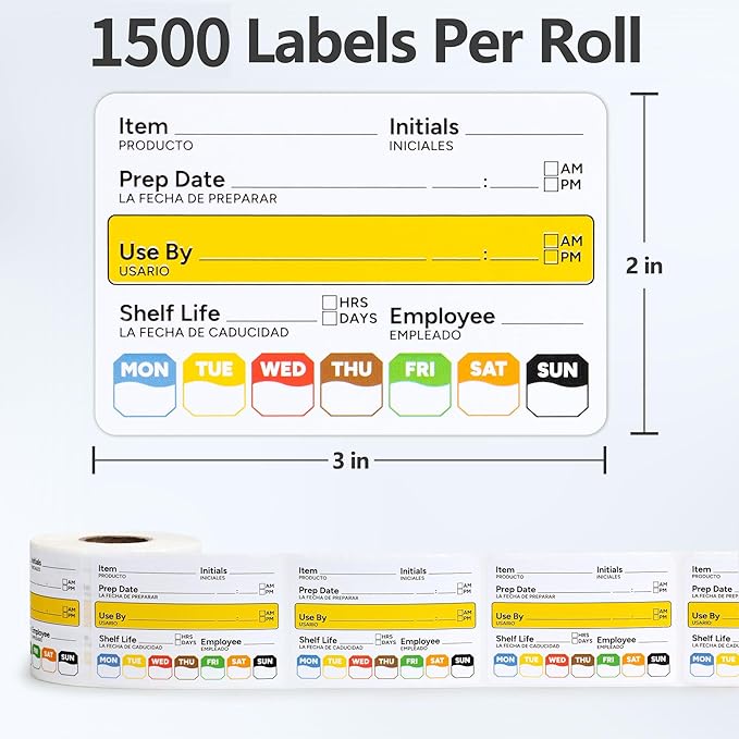 Restaurant Quality Shelf Life Food Rotation Labels, 2” x 3” Self-Adhesive Removable Freezer Food Labels Stickers, Perfect for Reusable Containers, Easy to Remove, Food Safety Date Sticker (5 PCS)