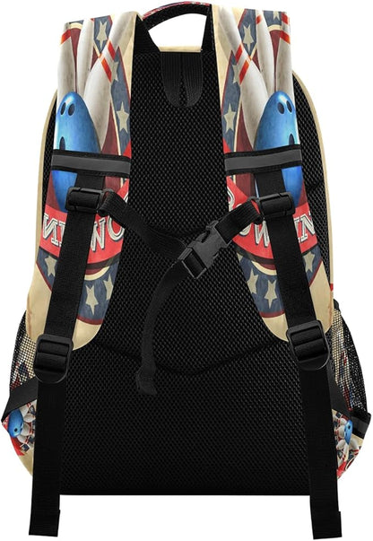 AUUXVA Bowling Ball Sport Vintage Pattern Backpack School Bookbag Laptop Purse Casual Daypack for Teen Girls Women Boys Men College Travel
