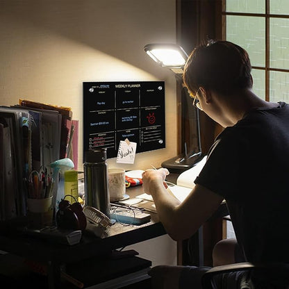 Okydoky Glass Dry Erase Whiteboard,Weekly Whiteboard,12" x 16",Frameless Glass White Board for Home,School,Office,Black Surface(Glass Weekly-BK-3040)