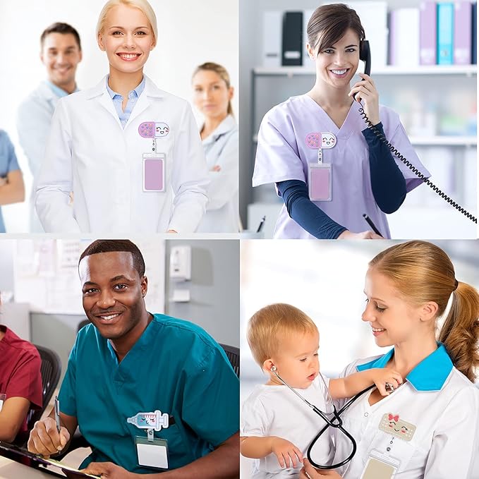 Zonon Nurse Felt Retractable, Pill Bandage Syringe Badge Reels Cute ID Badge Holder with Alligator Clip Nurse Holiday Gifts for Doctor Teacher Student