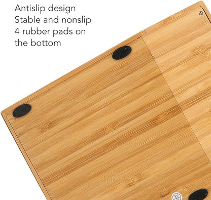 Zopsc Bamboo Calculator, Wooden Solar Calculators with 12 Bit Digital LCD Screen, Basic Standard Function Desk Calculators with 29 Big Buttons for Office Home School Store