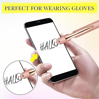 Zonon 38 Pieces Rubberized Ballpoint Pen with Stylus Tip Stylish Metal Pen Capactive Styli with Soft Rubberized Grip, Black Ink for Most Devices(Rose Gold)