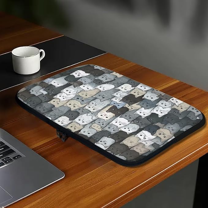 Cartoon Cat Printed Computer Bags for Laptops, Water Resistant 12 Inch Laptop Bag Laptop Briefcase Travel Case for Women Men Teens, Compatible with Most Laptops