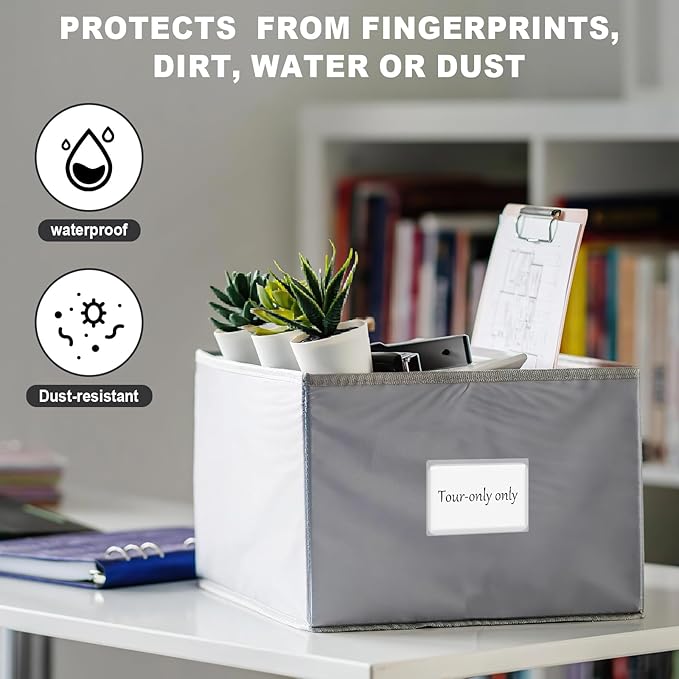 50 Pieces 3x4 inch Adhesive Plastic Pockets Sleeves with 50 Pieces White Insert Cards, Self Adhesive Clear Label Holder Index Card Pocket Sleeves Clear Plastic Sticky Labels Holders