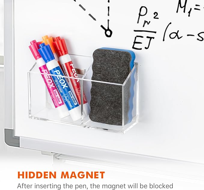 BEYGORM Magnetic Dry Erase Marker Holder for Whiteboard,Non-slip Acrylic Magnet Pen Holder for Fridge Refrigerator,Locker Organizer for Work,Locker Accessories,Pencil Cup for Desk,Marker Organizer
