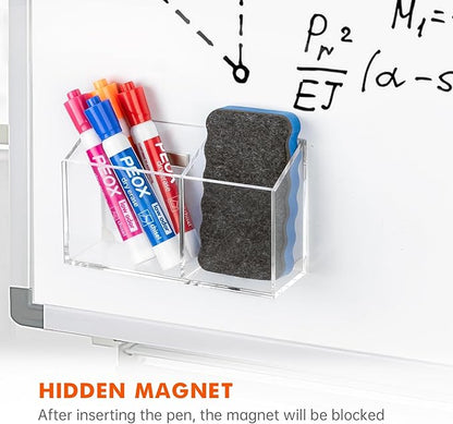 BEYGORM Magnetic Dry Erase Marker Holder for Whiteboard,Non-slip Acrylic Magnet Pen Holder for Fridge Refrigerator,Locker Organizer for Work,Locker Accessories,Pencil Cup for Desk,Marker Organizer