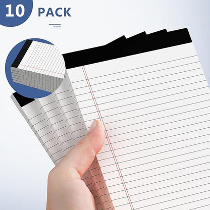 10 Pack of Legal Pad Writing Pads 5" x 8" Notepad 80gsm Recycled Paper Small Legal Pads 25 Lines Note Pads Perforated Legal Pads 30 Sheets Double-Sided Printing Legal Pads for School, College, Office