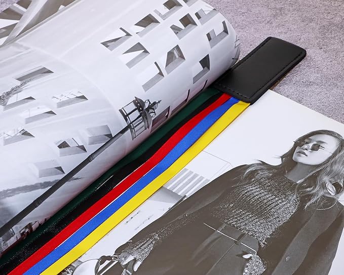 Bible Ribbon Bookmark Artificial Leather Multiple Page Marker with 5 Color Ribbons for Book Lover Reader Teacher Student Christmas Gift (Black)