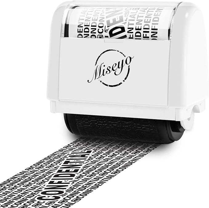 Miseyo Wide Roller Stamp Identity Theft Stamp 1.5 Inch Perfect for Privacy Protection,Anti-Theft Security Confidential Easy for Guard Personal Information Blockout - White